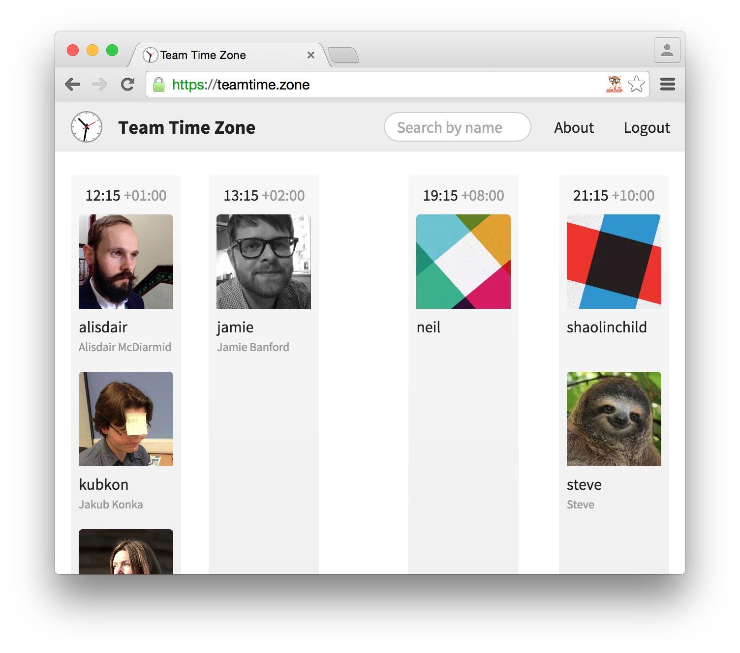 Team Time Zone screenshot